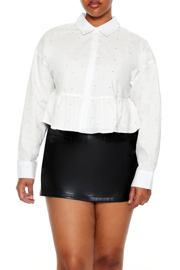 forever 21 Plus Size Rhinestone Peplum Shirt