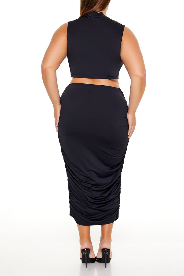 Forever 21 Plus Size Ruched Crop Top & Skirt Set