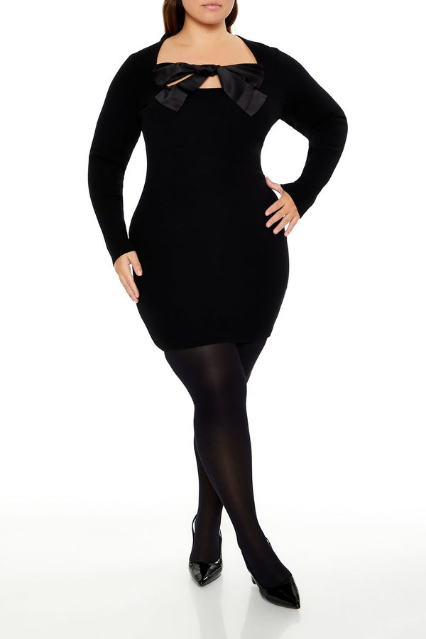 forever 21 Plus Size Satin Bow Mini Dress