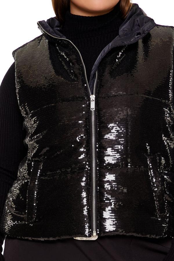 Forever 21 Plus Size Sequin Zip-Up Vest