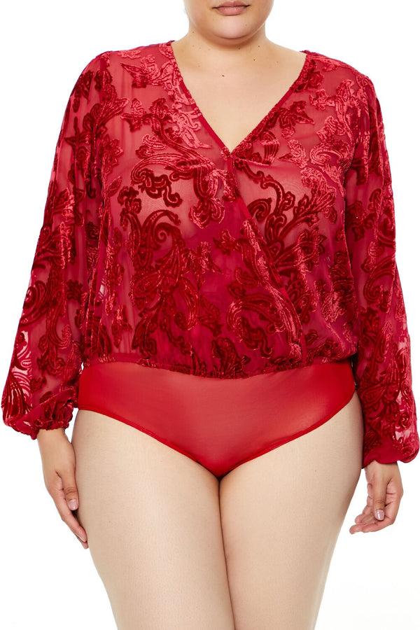 Forever 21 Plus Size Sheer Burnout Bodysuit