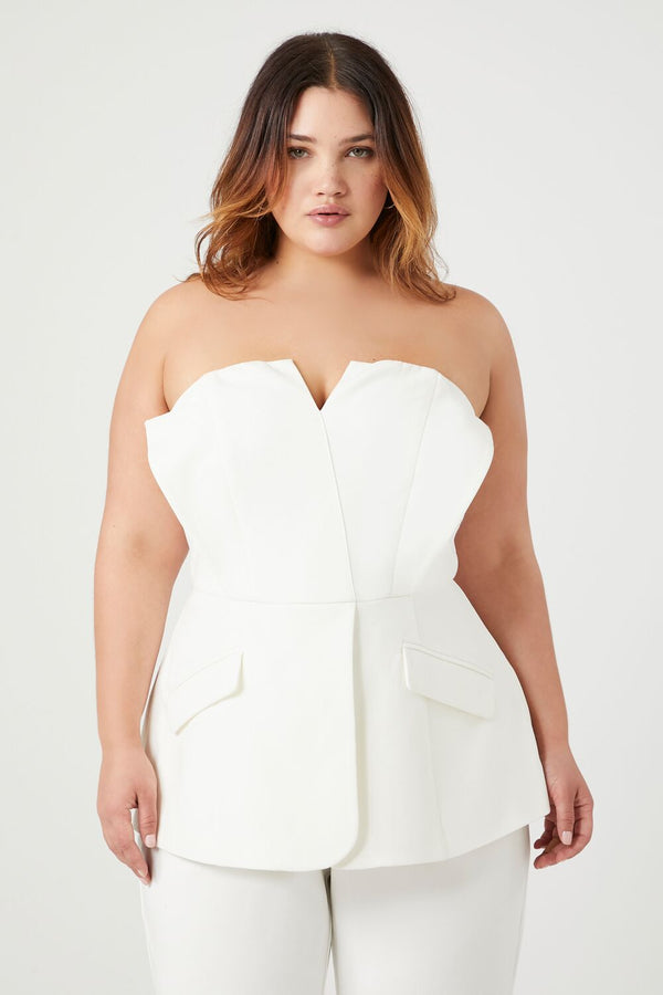 Forever 21 Plus Size Strapless Peplum Jumpsuit