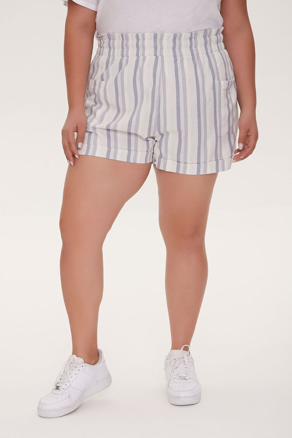 Forever 21 Plus Size Striped Paperbag Shorts