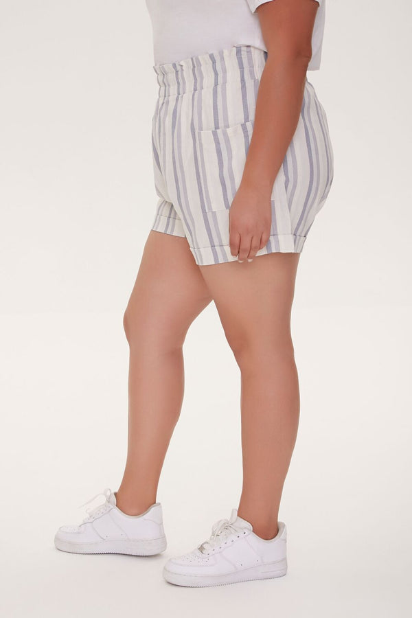 Forever 21 Plus Size Striped Paperbag Shorts