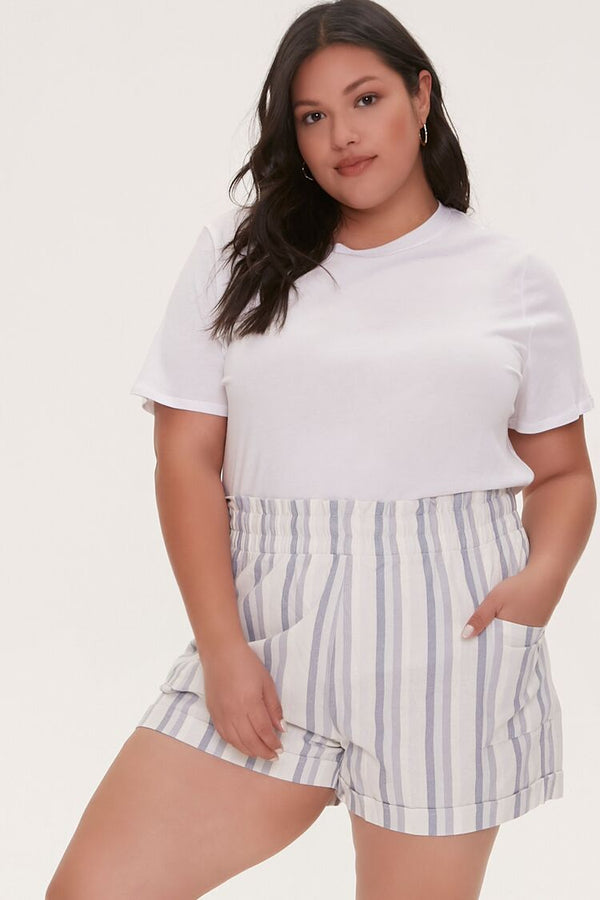 forever 21 Plus Size Striped Paperbag Shorts