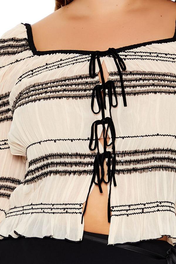 Forever 21 Plus Size Striped Tie-Front Top