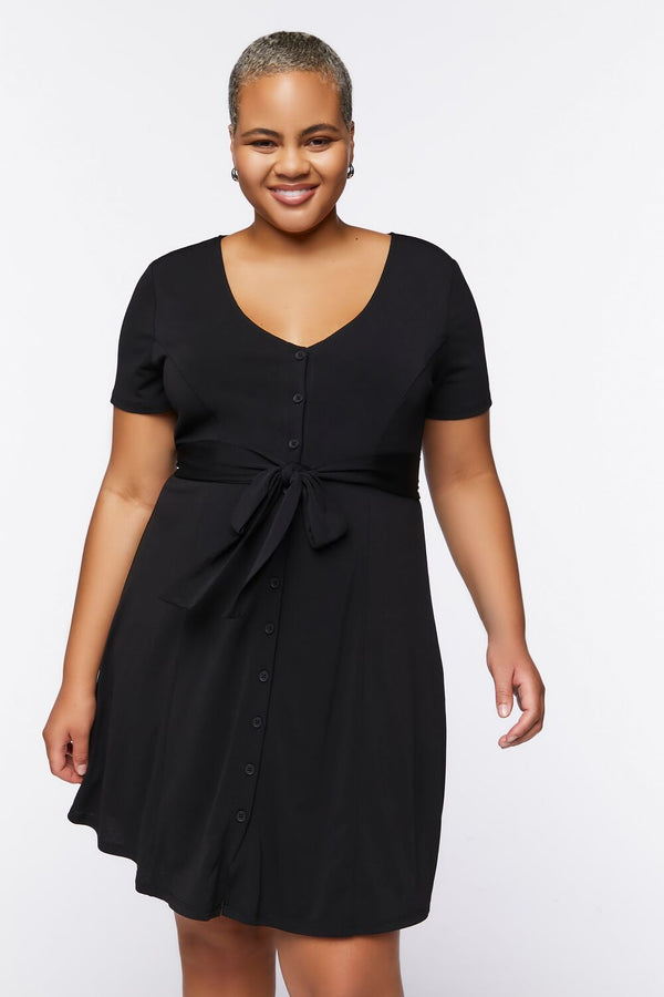 forever 21 Plus Size Tie-Waist Mini Dress