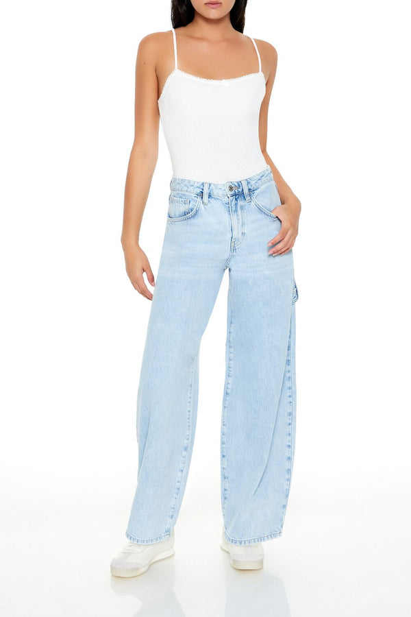 forever 21 Pointelle Bow Cami Bodysuit