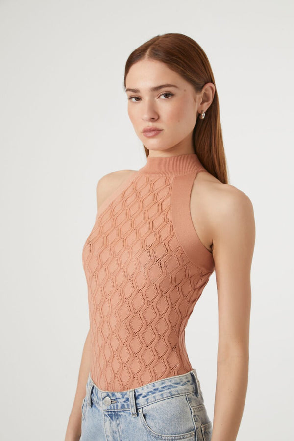 Forever 21 Pointelle Sweater-Knit Bodysuit