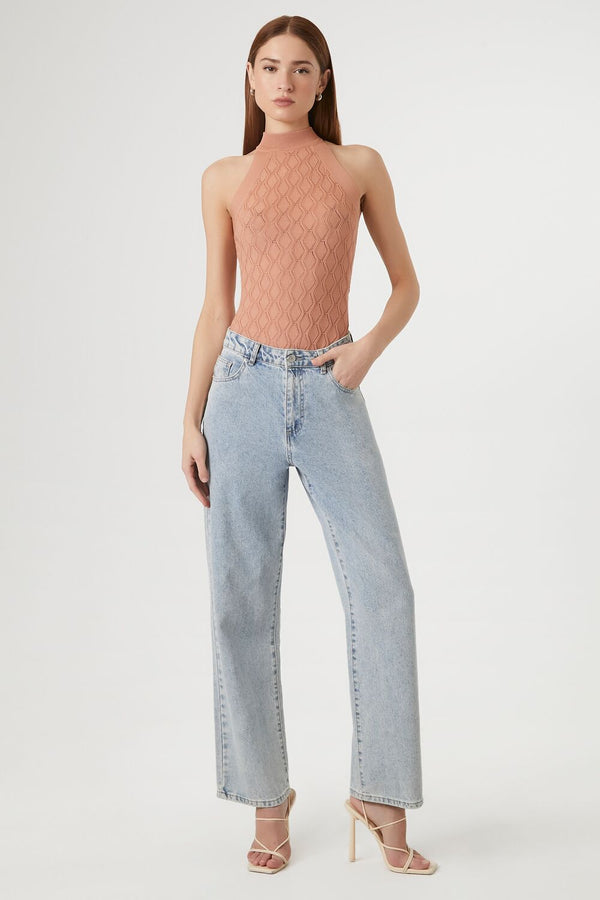 Forever 21 Pointelle Sweater-Knit Bodysuit