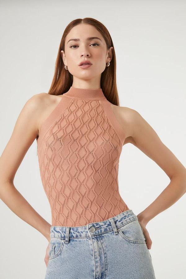 forever 21 Pointelle Sweater-Knit Bodysuit