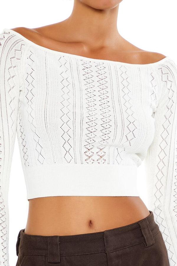 Forever 21 Pointelle Sweater-Knit Crop Top