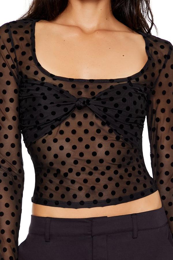 Forever 21 Polka Dot Mesh Crop Top