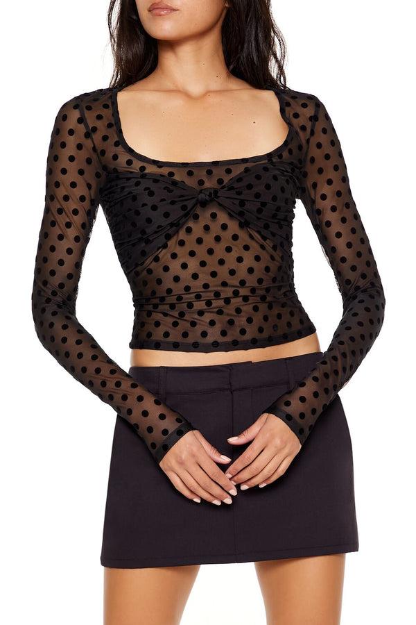 forever 21 Polka Dot Mesh Crop Top