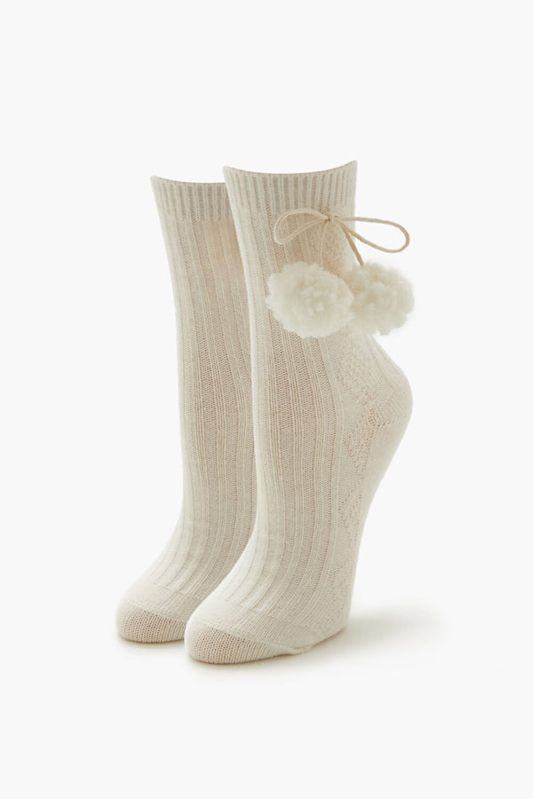 forever 21 Pom Pom Ribbed Crew Socks
