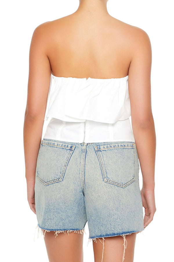 Forever 21 Poplin Flounce Tube Top
