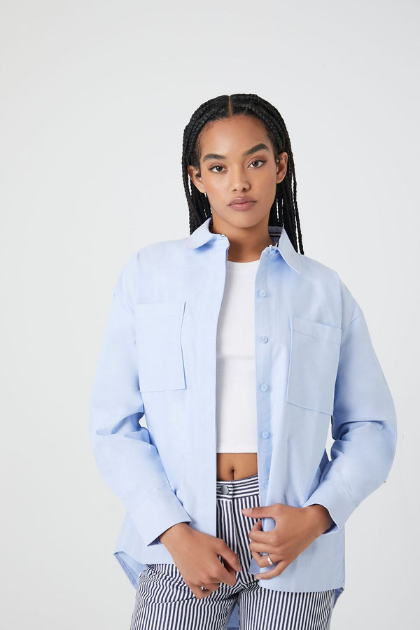 forever 21 Poplin High-Low Shirt