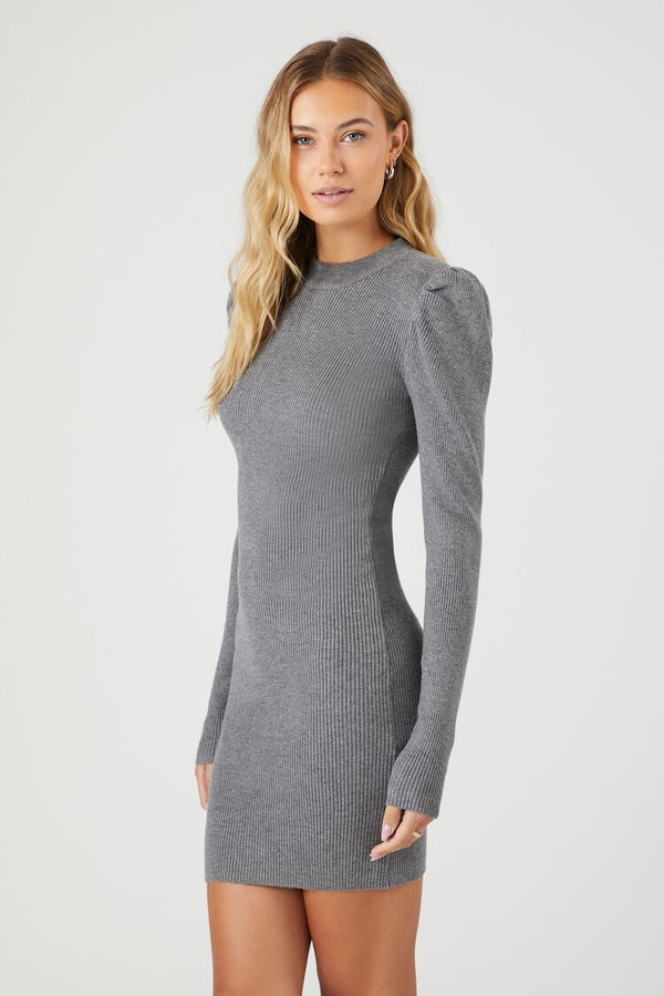 Forever 21 Puff-Sleeve Mini Sweater Dress