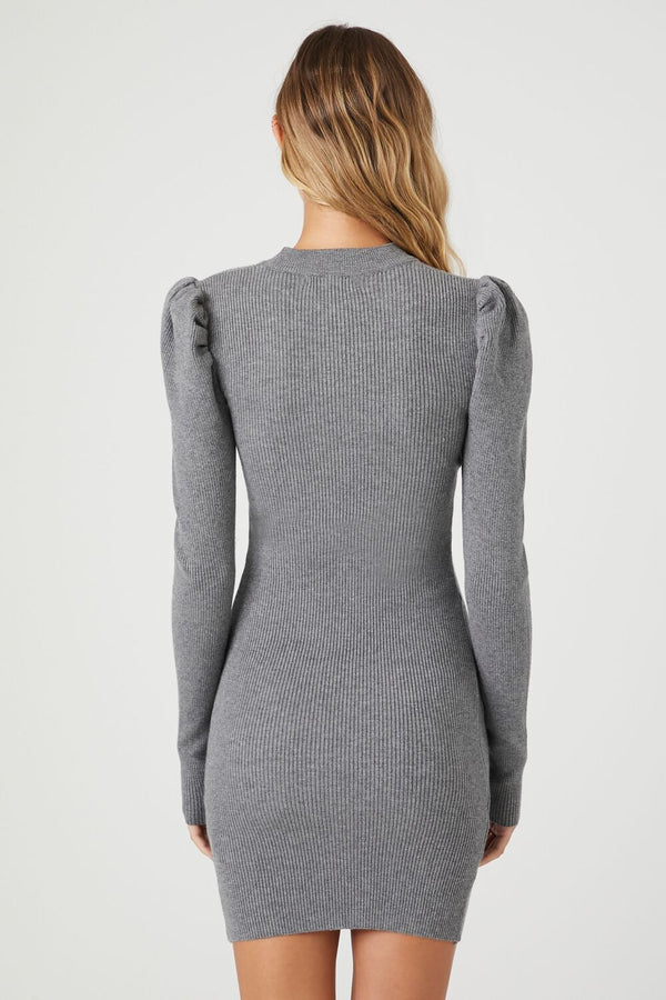 Forever 21 Puff-Sleeve Mini Sweater Dress