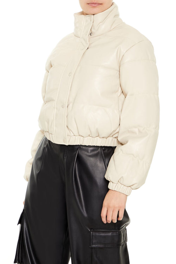 Forever 21 Quilted Faux Leather Bomber Jacket