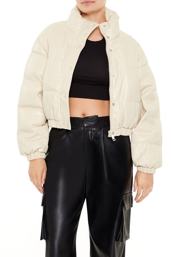 forever 21 Quilted Faux Leather Bomber Jacket