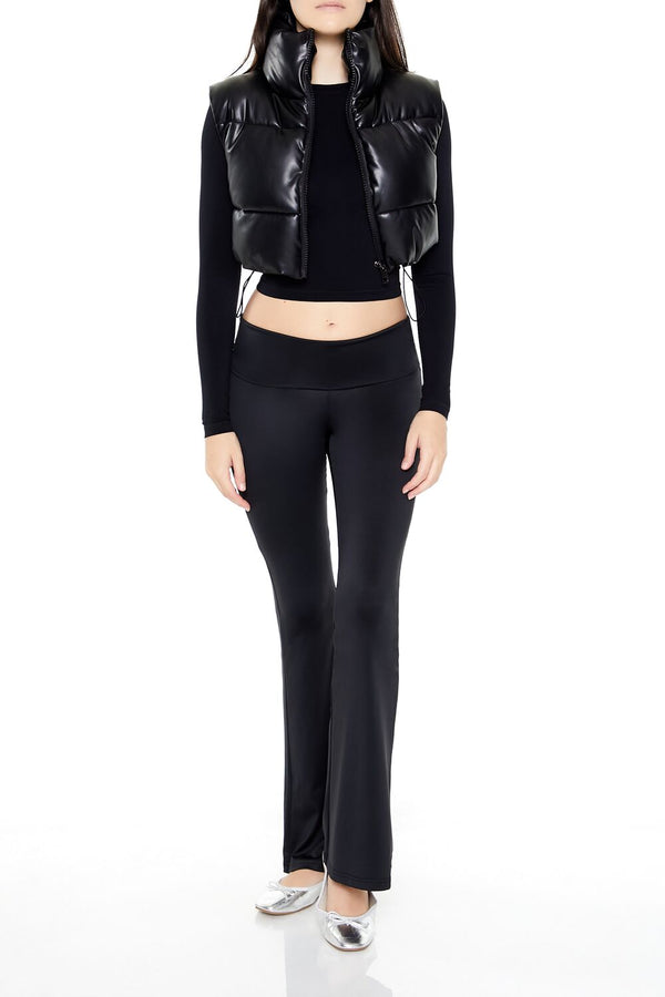 Forever 21 Quilted Faux Leather Cropped Vest