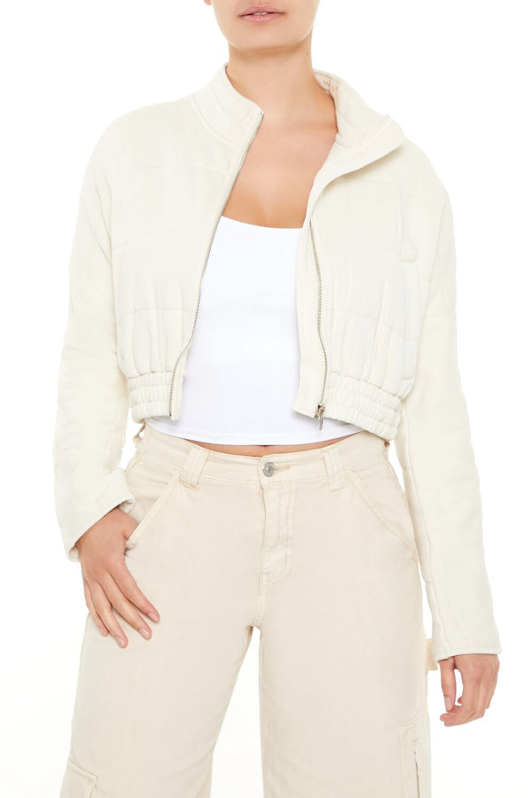 forever 21 Quilted Zip-Up Cropped Jacket