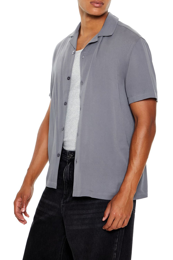 Forever 21 Rayon Cuban-Collar Shirt