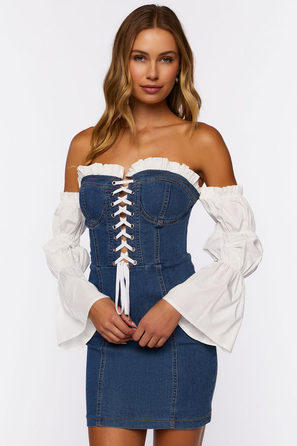 Forever 21 Reworked Denim Off-the-Shoulder Dress
