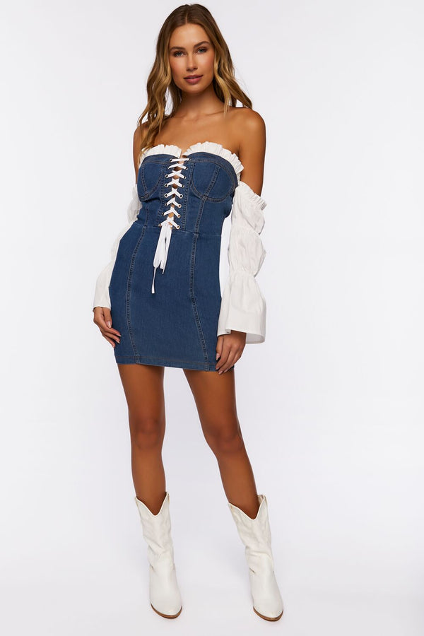 forever 21 Reworked Denim Off-the-Shoulder Dress