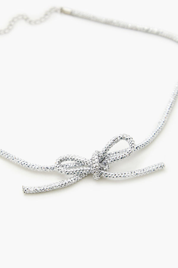 Forever 21 Rhinestone Bow Choker Necklace