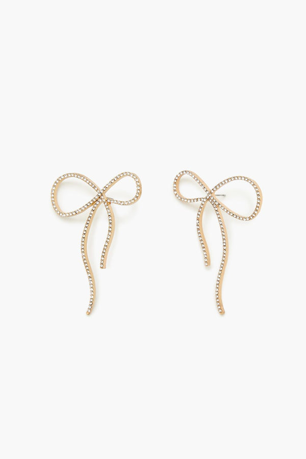forever 21 Rhinestone Bow Drop Earrings