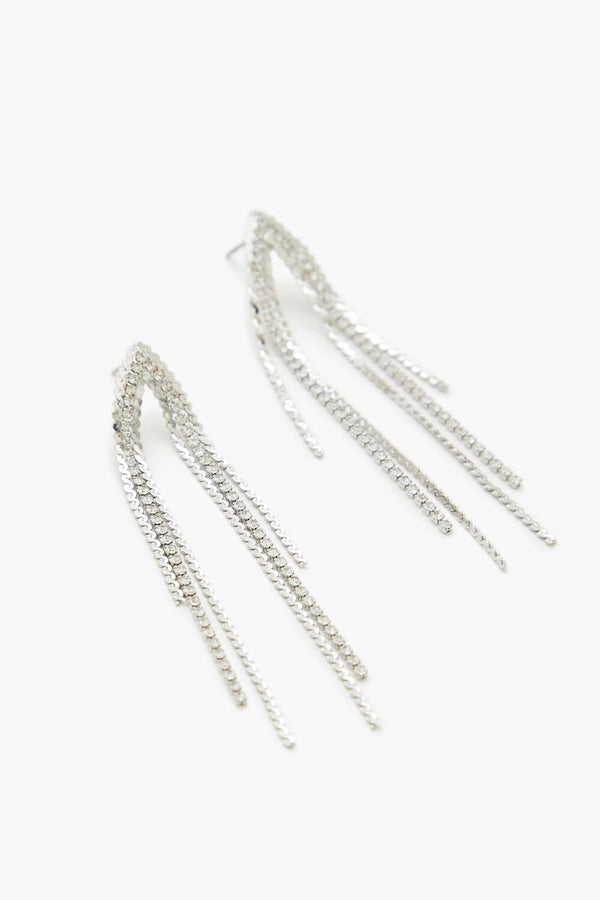 Forever 21 Rhinestone Box Chain Drop Earrings