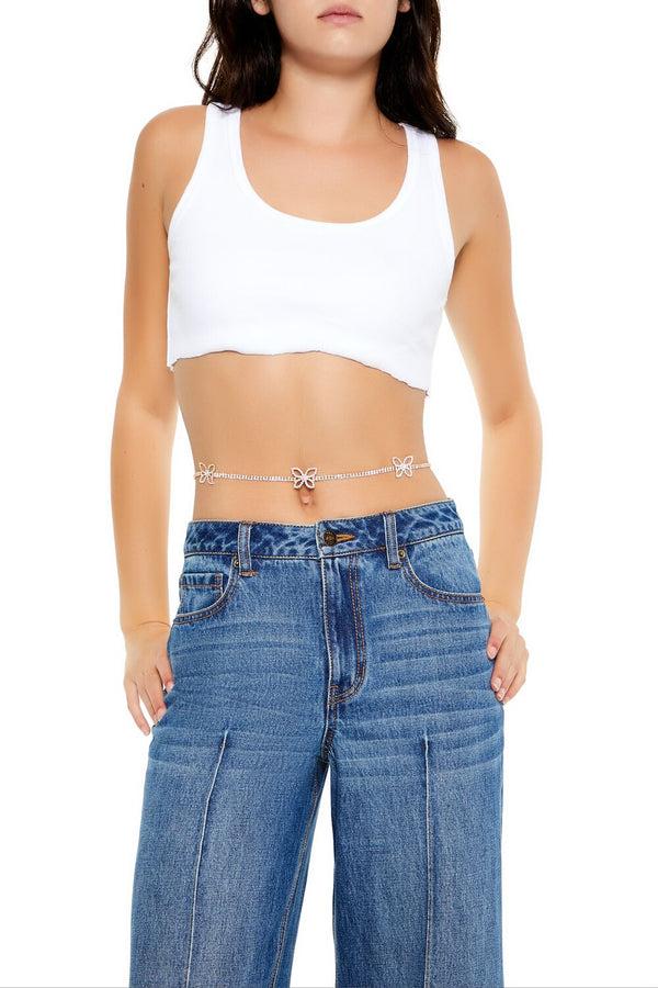 forever 21 Rhinestone Butterfly Belly Chain