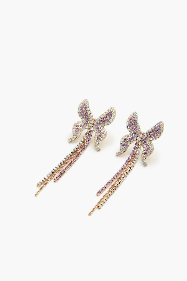 Forever 21 Rhinestone Butterfly Drop Earrings
