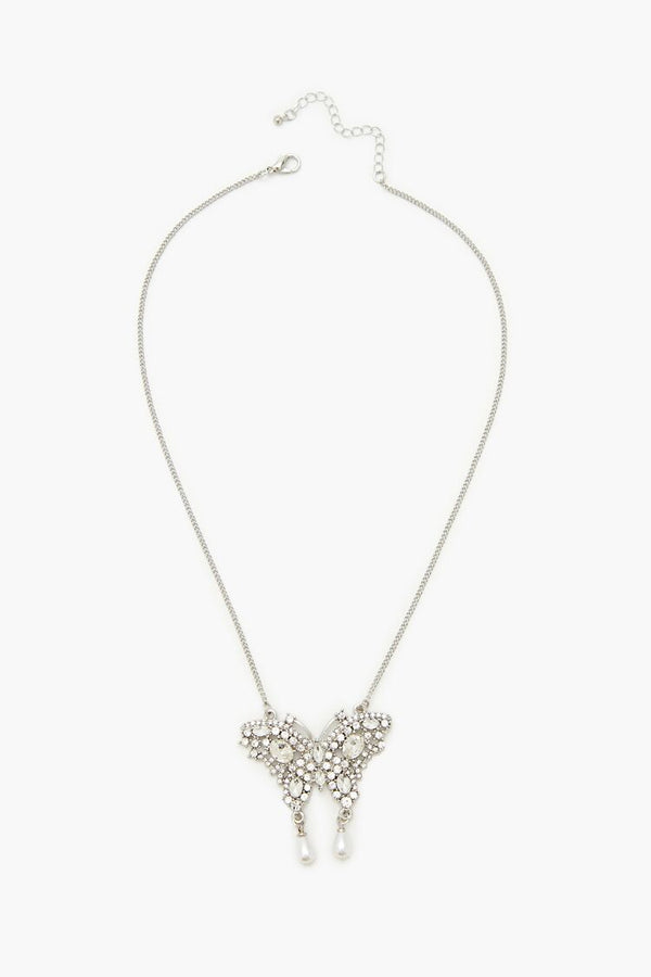 forever 21 Rhinestone Butterfly Necklace