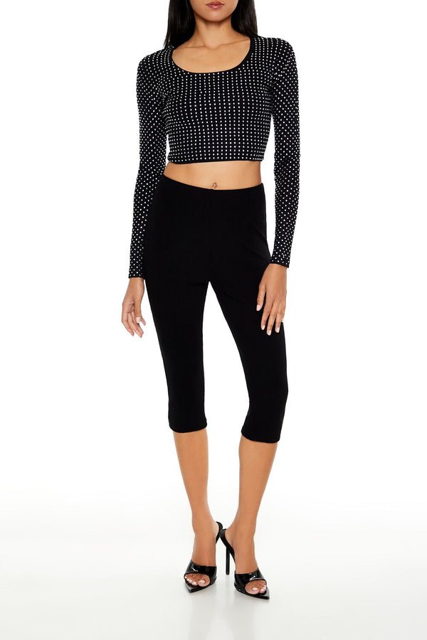 Forever 21 Rhinestone Cropped Sweater