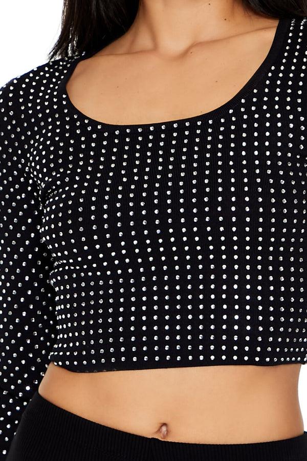 Forever 21 Rhinestone Cropped Sweater