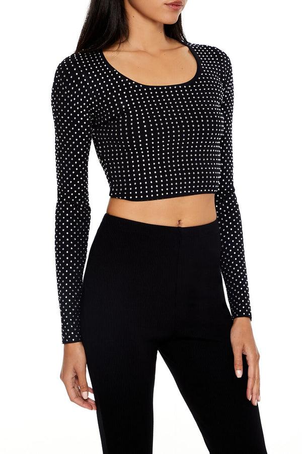 Forever 21 Rhinestone Cropped Sweater