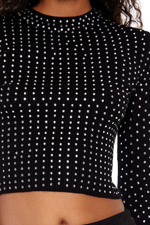 Forever 21 Rhinestone Cropped Sweater