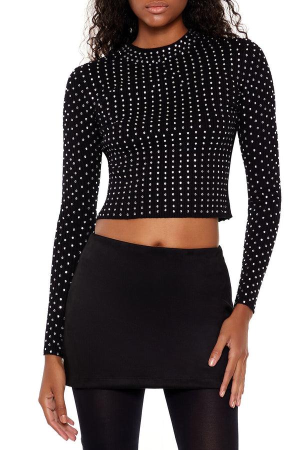 forever 21 Rhinestone Cropped Sweater