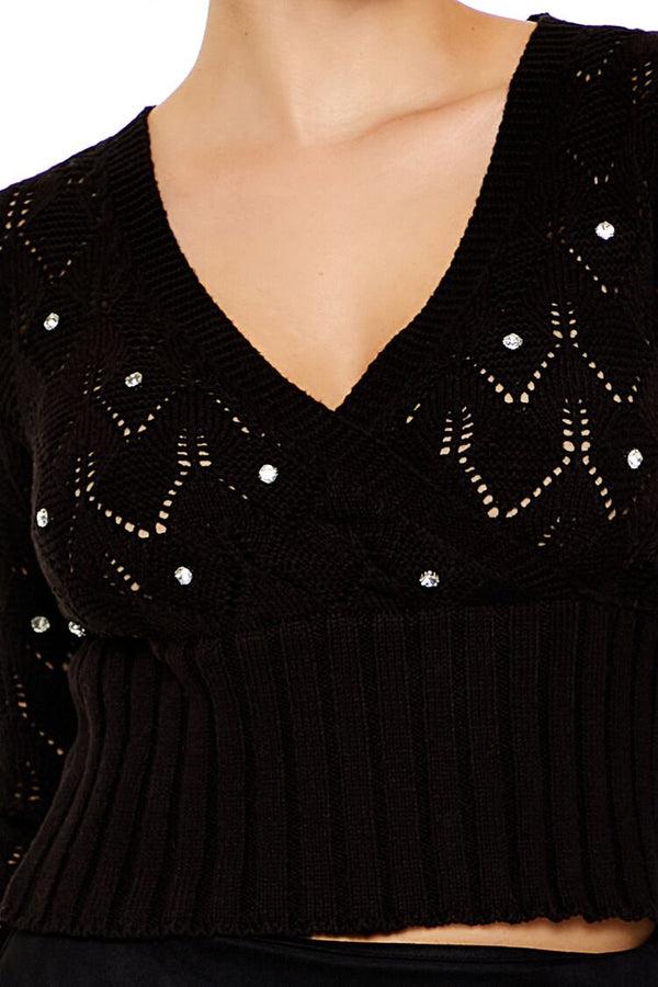 Forever 21 Rhinestone Cropped Sweater
