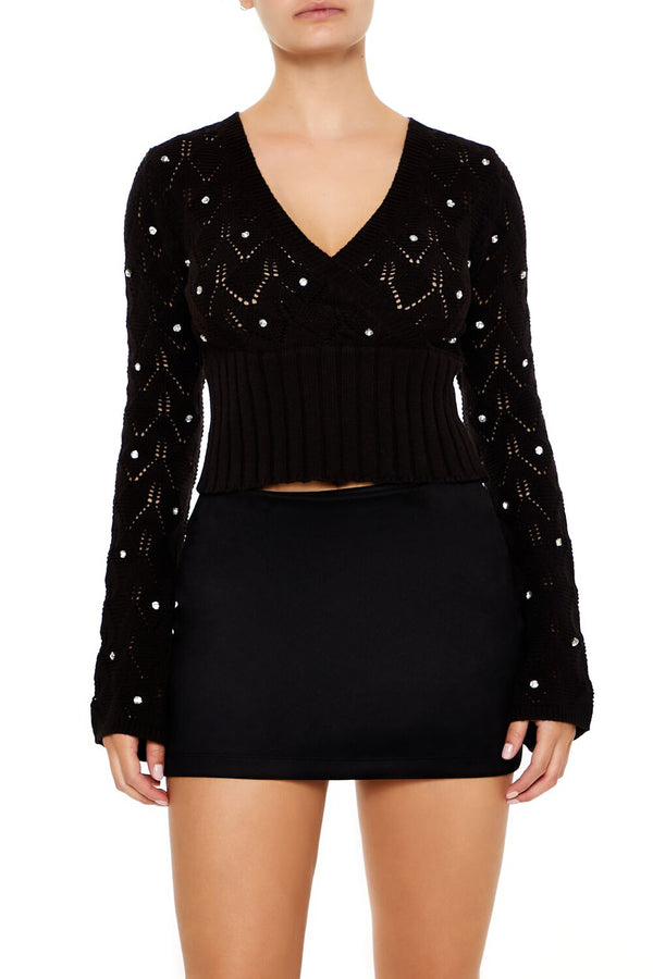 forever 21 Rhinestone Cropped Sweater
