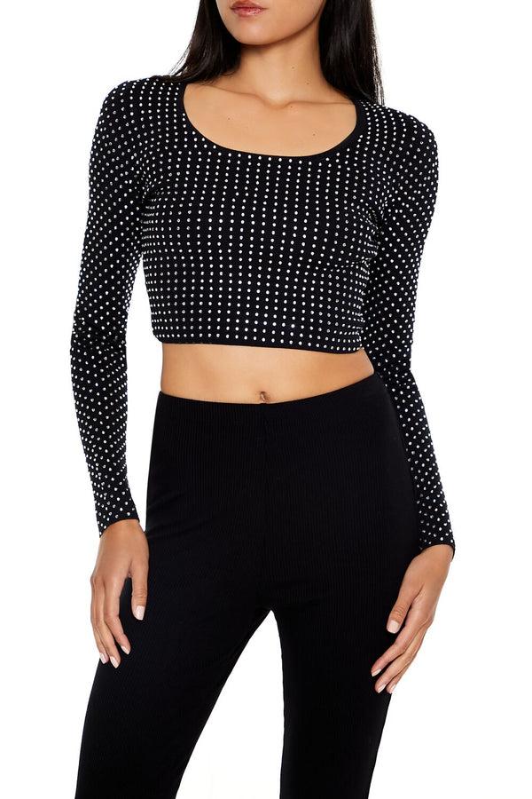 forever 21 Rhinestone Cropped Sweater