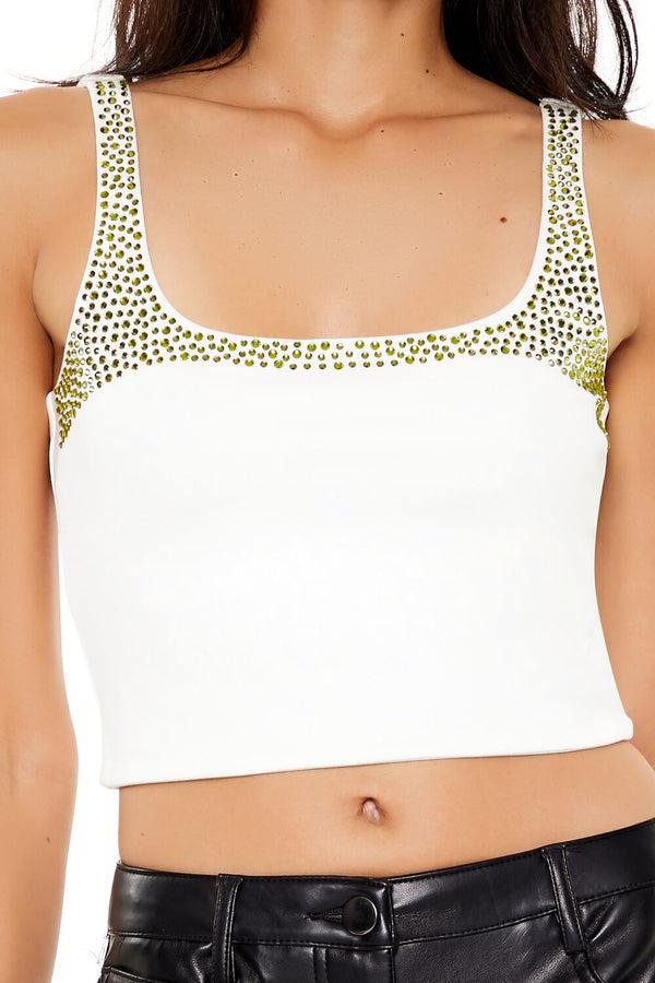 Forever 21 Rhinestone Cropped Tank Top