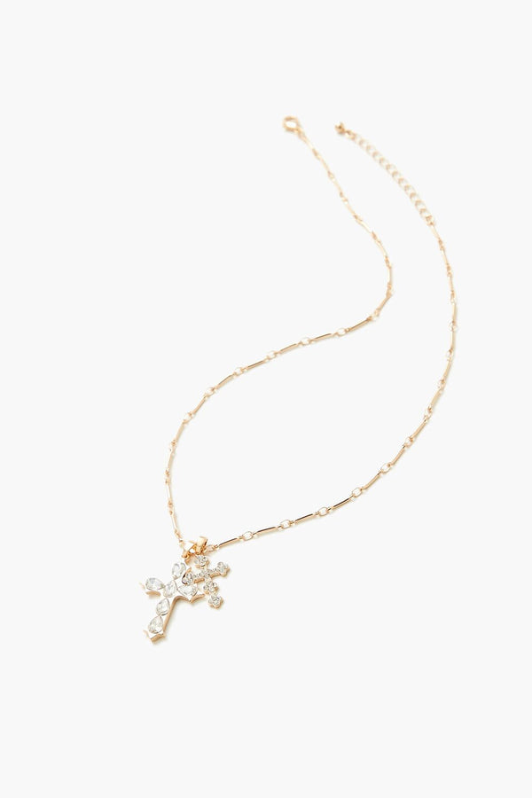 Forever 21 Rhinestone Cross Charm Necklace