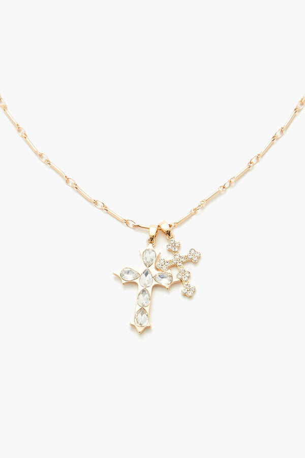 forever 21 Rhinestone Cross Charm Necklace