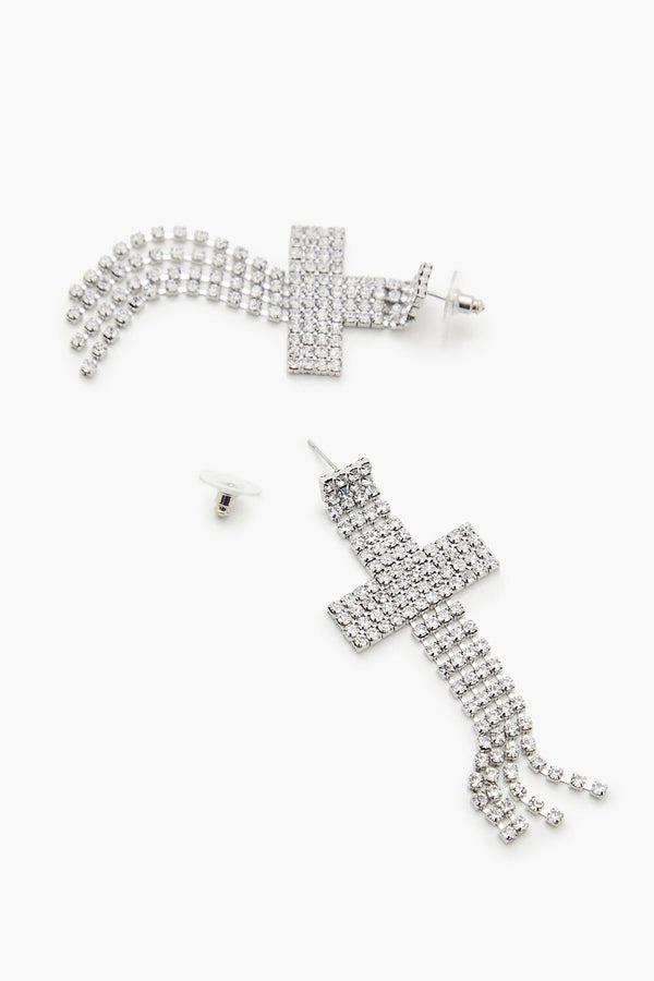 Forever 21 Rhinestone Cross Drop Earrings