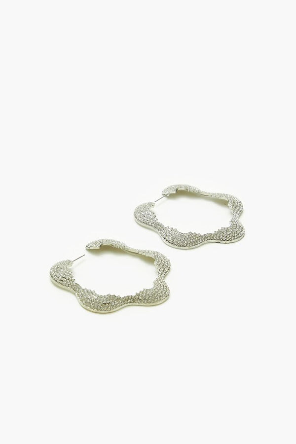 Forever 21 Rhinestone Floral Hoop Earrings