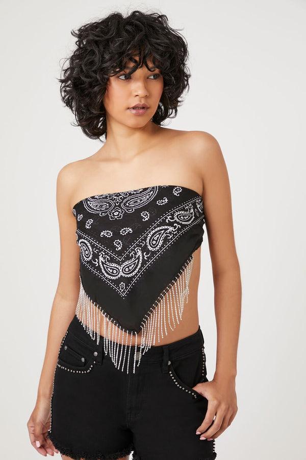 forever 21 Rhinestone-Fringe Paisley Scarf